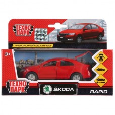 Машина металл SKODA Rapid красная 12см, открыв двери и багажник, инерц. в кор Технопарк в кор.2*24шт