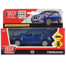 Машина металл Nissan Terrano синий 12 см, откр.дв.,багаж., инерц. в русс. кор.Технопарк в кор.2*24шт
