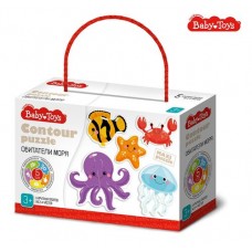 Пазлы контурные "Обитатели моря" Baby Toys (5 карт. 14 дет) арт.04119