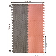 Игровой коврик-пазл персиковый+коричневый (размер детали 30х30х1,2 см), (6 эл.) (арт. КВ-3006/6)