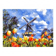 Кпн-170 Картина по номерам на картоне 20*28,5 см "Мельница весной"