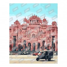 Кпн-197 Картина по номерам на картоне 40*50 см "Площадь в Индии"