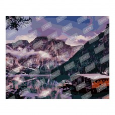 Кпн-245 Картина по номерам на картоне 40*50 см "Домик в горах"