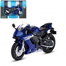 ТМ "Автопанорама" Мотоцикл металлический 1:18 YAMAHA YZF-R1, синий, свободный ход колес, в/к 9,2 х 4